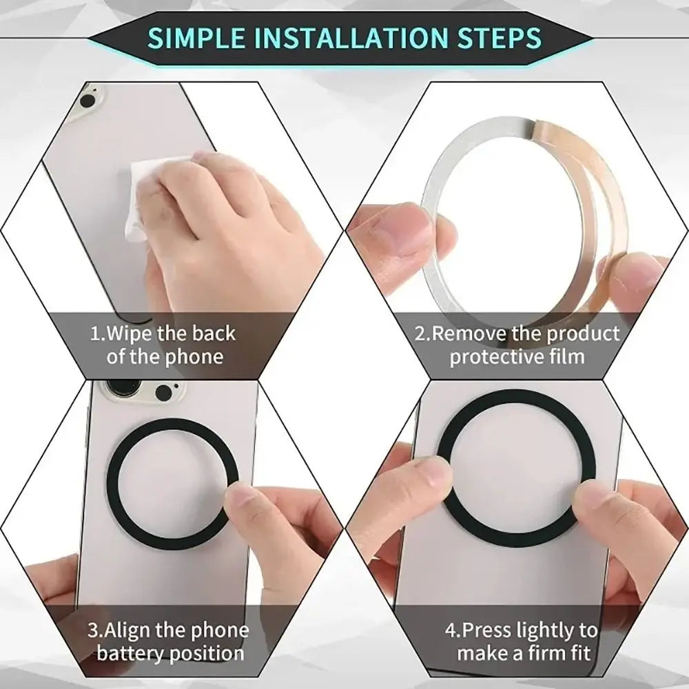1/5Pcs Magnetic Magnet Metal Plate Ring Stainless Steel Universal Iron Sheet Sticker Wireless Charger Q Styling