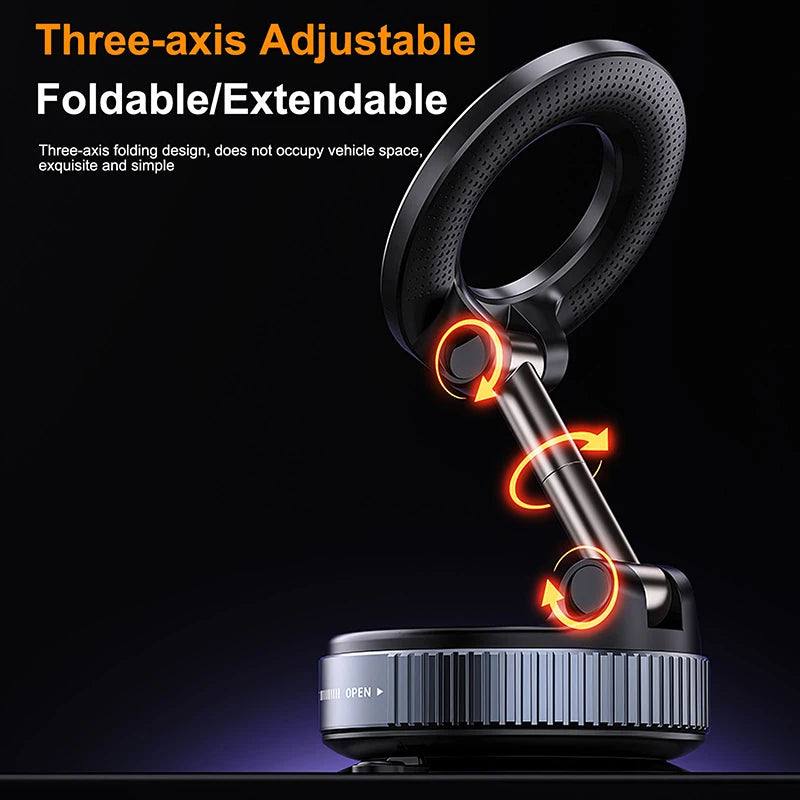 2025 Vacuum Magnetic Car Bracket Multi-angles Adjustment Strong Magnet Suction Design Foldable Phone Holder Navigation Stand
