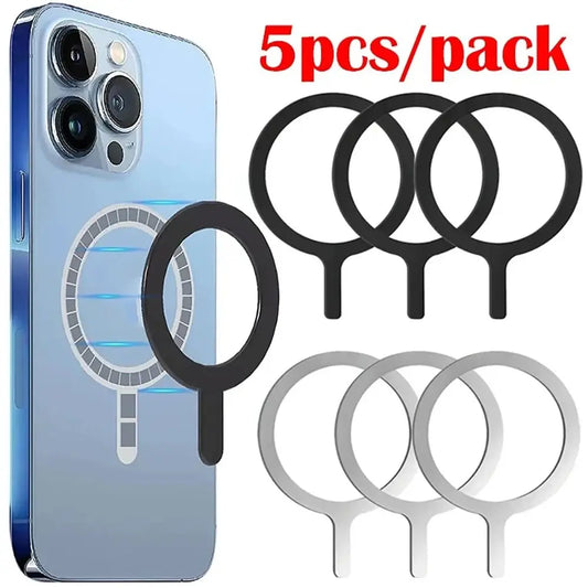 1/5Pcs Magnetic Magnet Metal Plate Ring Stainless Steel Universal Iron Sheet Sticker Wireless Charger Q Styling