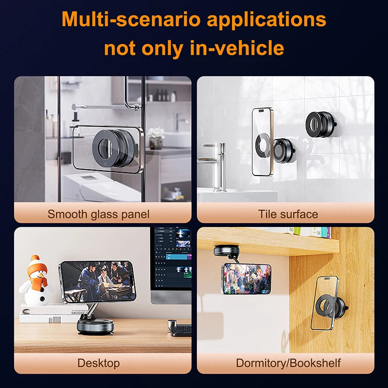 2025 Vacuum Magnetic Car Bracket Multi-angles Adjustment Strong Magnet Suction Design Foldable Phone Holder Navigation Stand