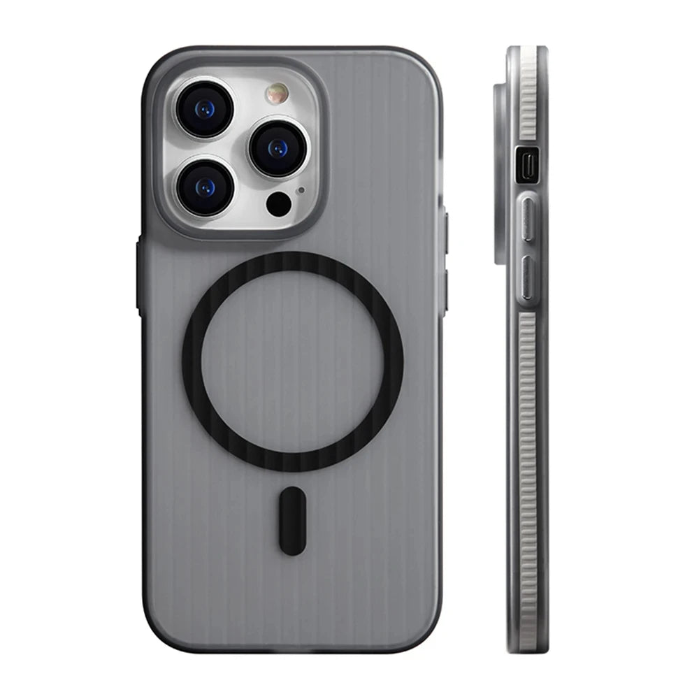For iPhone 17 16 15Pro 14 13 12Pro Max Armor Shockpoor Cover Luxury Transparent Matte Magnetic For Magsafe Wireless Charger Case