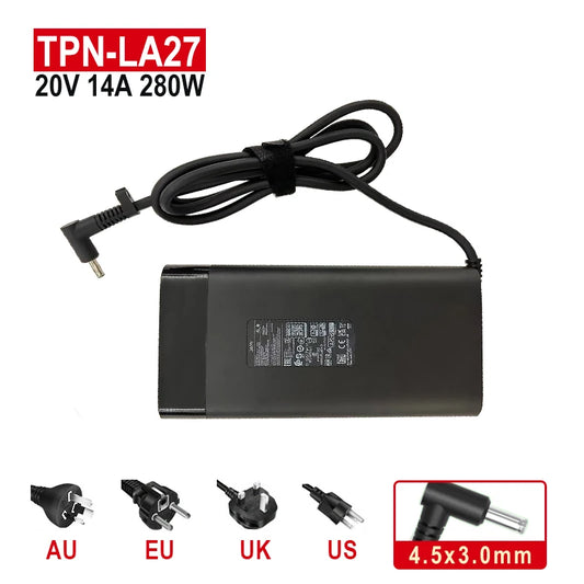 20V 14A 280W AC Charger For HP OMEN 16 17 Gaming Laptop  ZBook Fury G9 TPN-LA27 TPN-CA26 Power Adapter 4.5X3.0MM