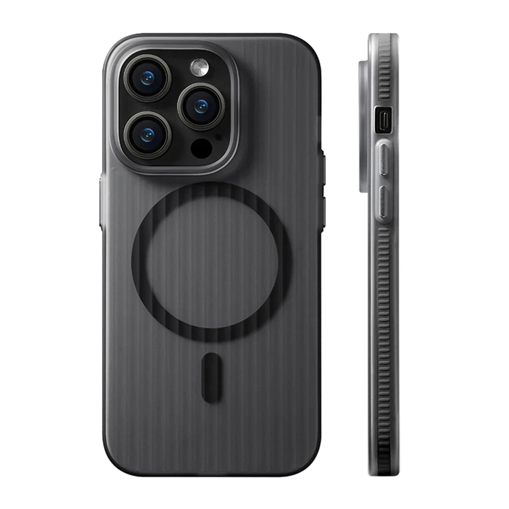 For iPhone 17 16 15Pro 14 13 12Pro Max Armor Shockpoor Cover Luxury Transparent Matte Magnetic For Magsafe Wireless Charger Case